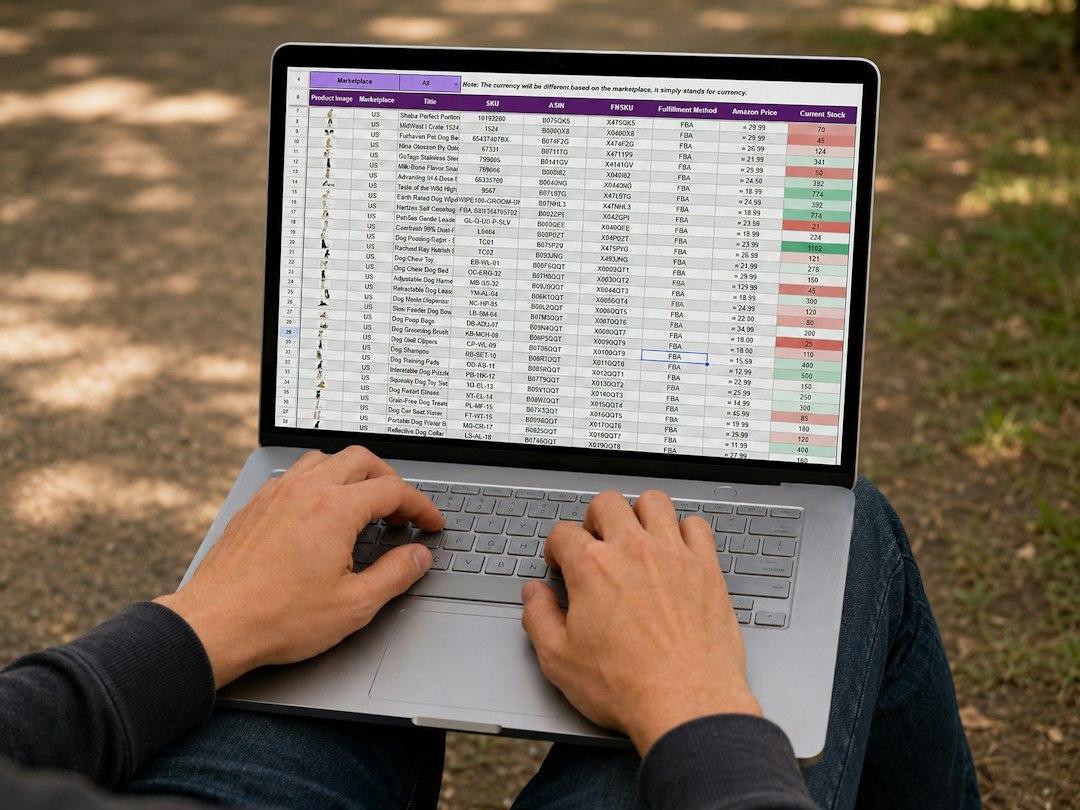 person tracking expenses on laptop