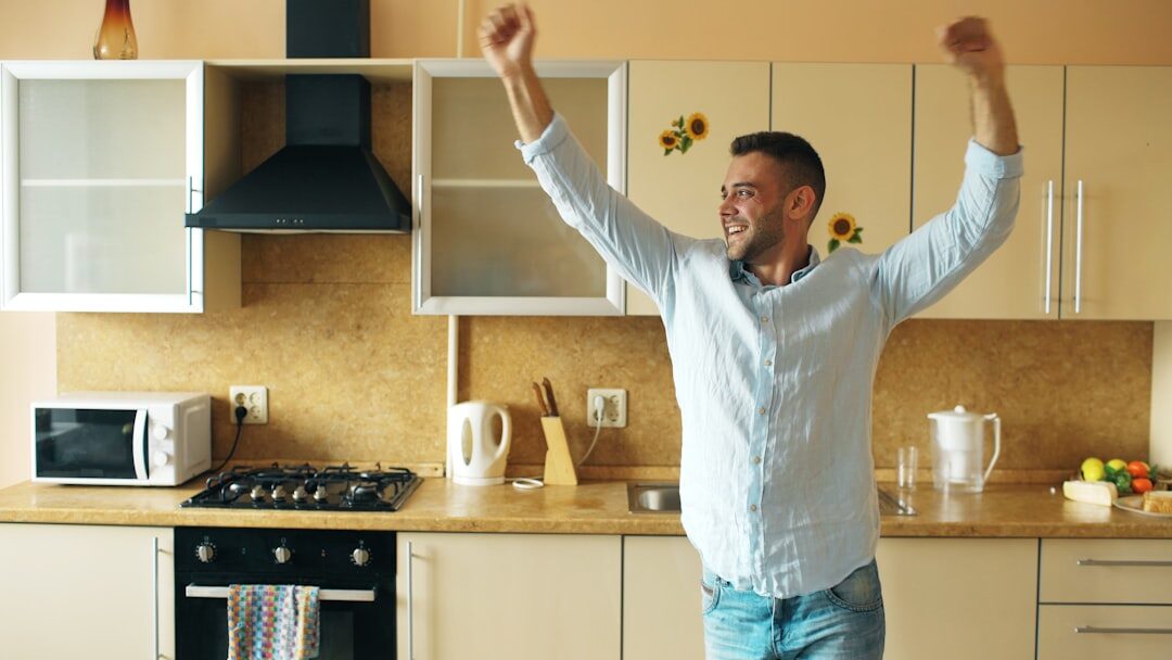 happy investor at home